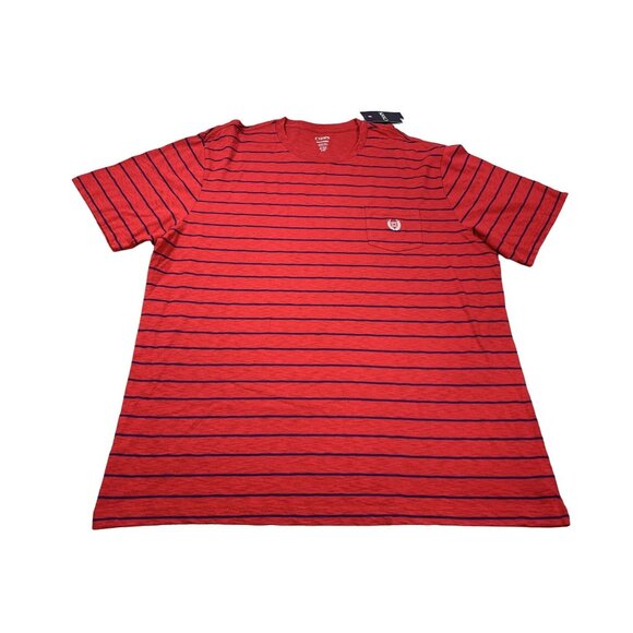 Chaps Mens XXL Red Striped Crewneck T-Shirt 100% Cotton NWT - Picture 1 of 9